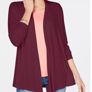 NY Collection by Macy's, Shawl/Swing 3/4 Sleeve Cardigan, Size SP, Burgundy